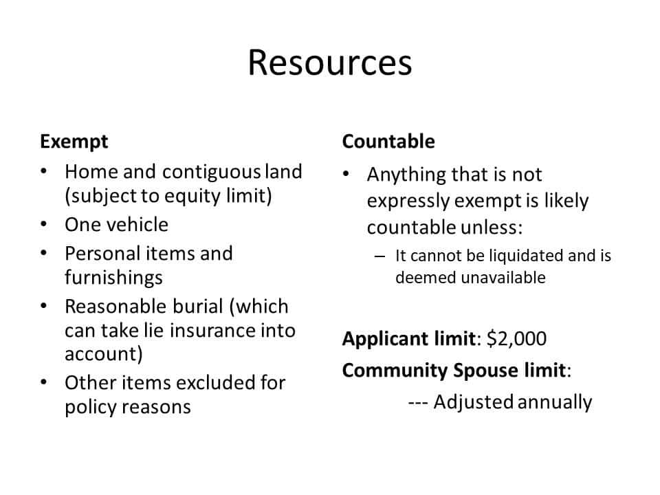 Resources - Exempt v. Countable